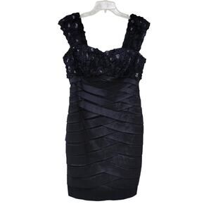 KM Collections by Milla Bell Mini Bandage Black Dress Size 10 Pleats Size 10